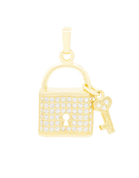 Lock Pendant 14K Anklet Gold Filled Cubic Zirconia Charm Rope Chain Set 10" Women Jewelry