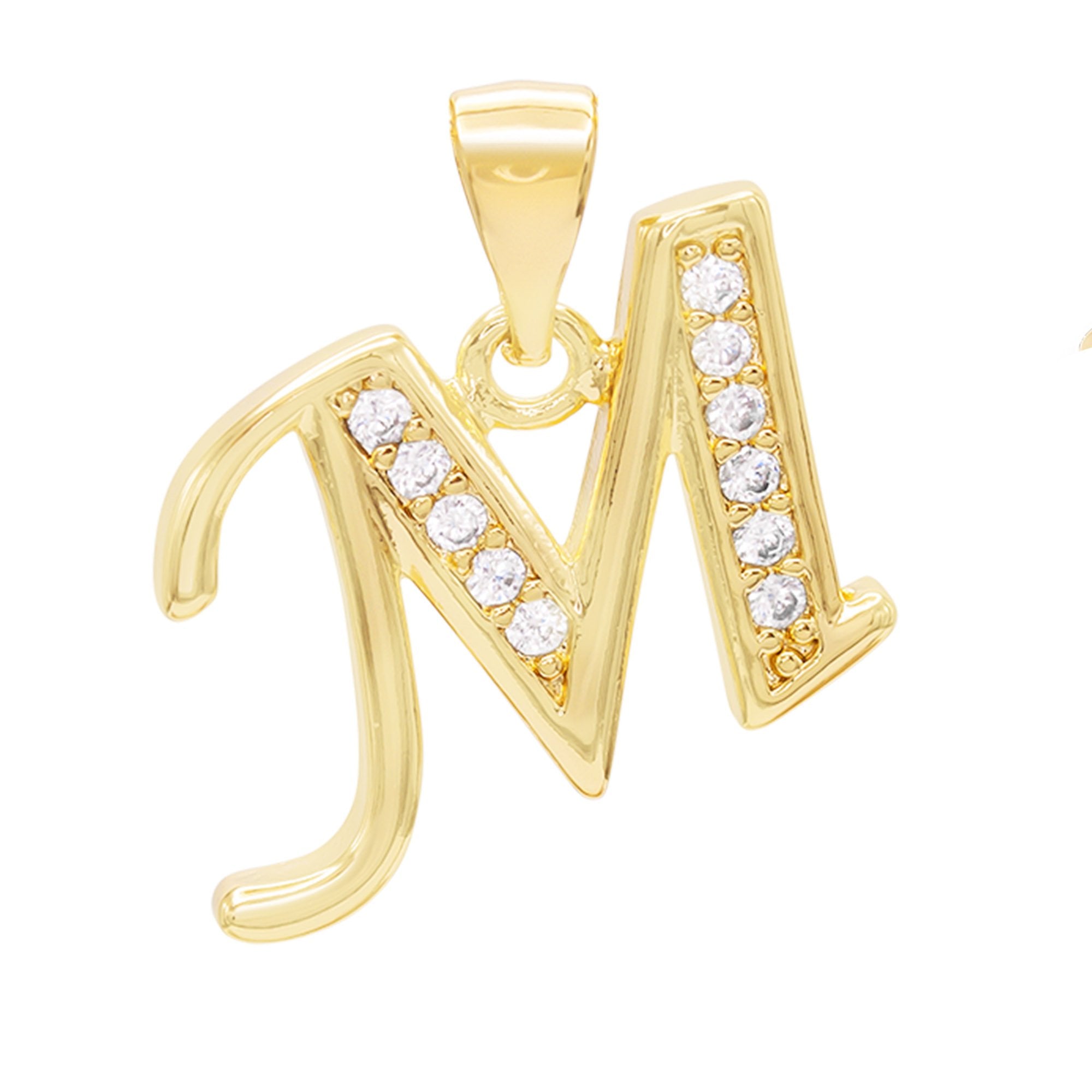 Alphabet A-Z Initial Letter CZ Pendant 14K Gold Filled Box Chain Set 18" 20" 24" Women Necklace Set
