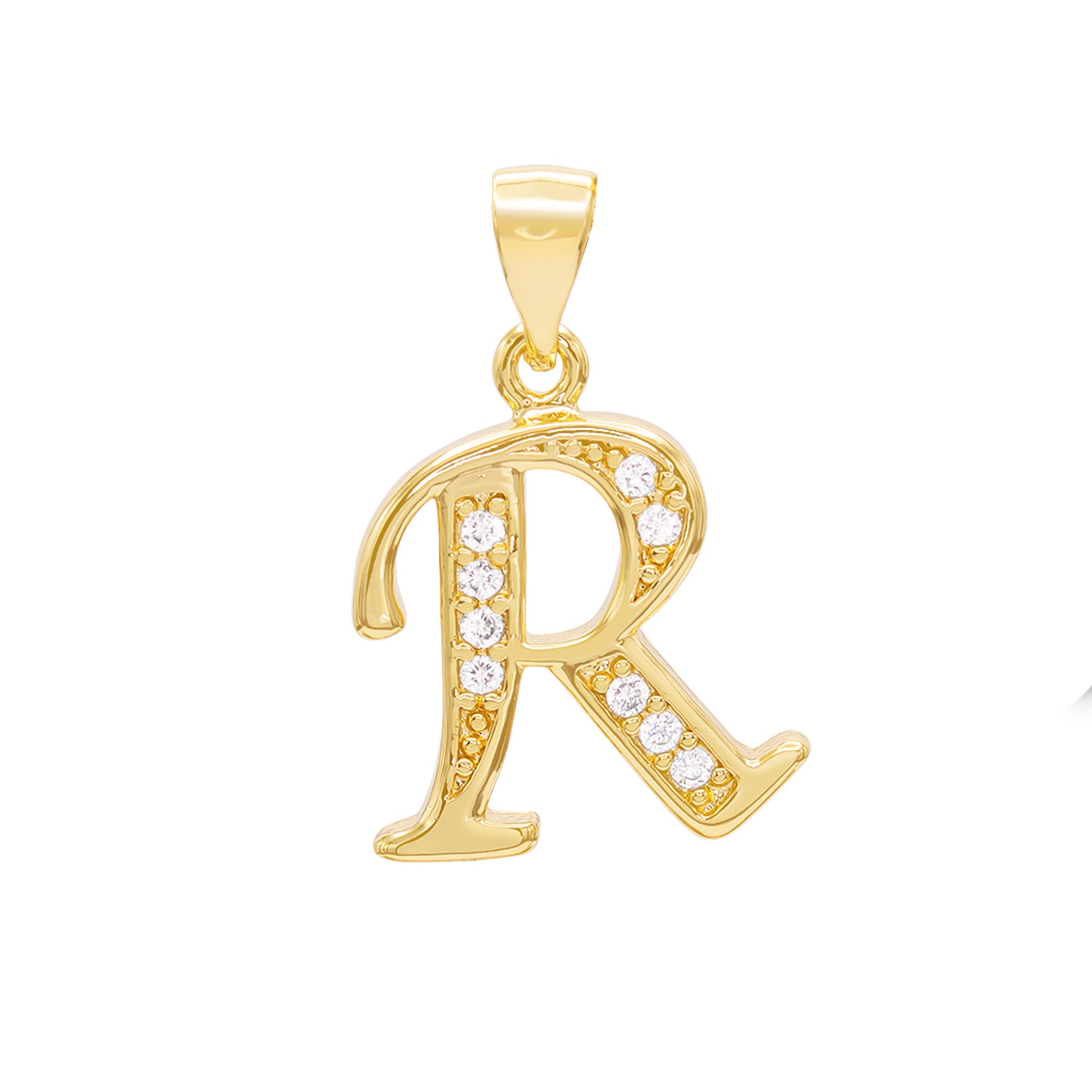 Alphabet A-Z Initial Letter CZ Pendant 14K Gold Filled Curb Chain Set 18" 20" 24" Women