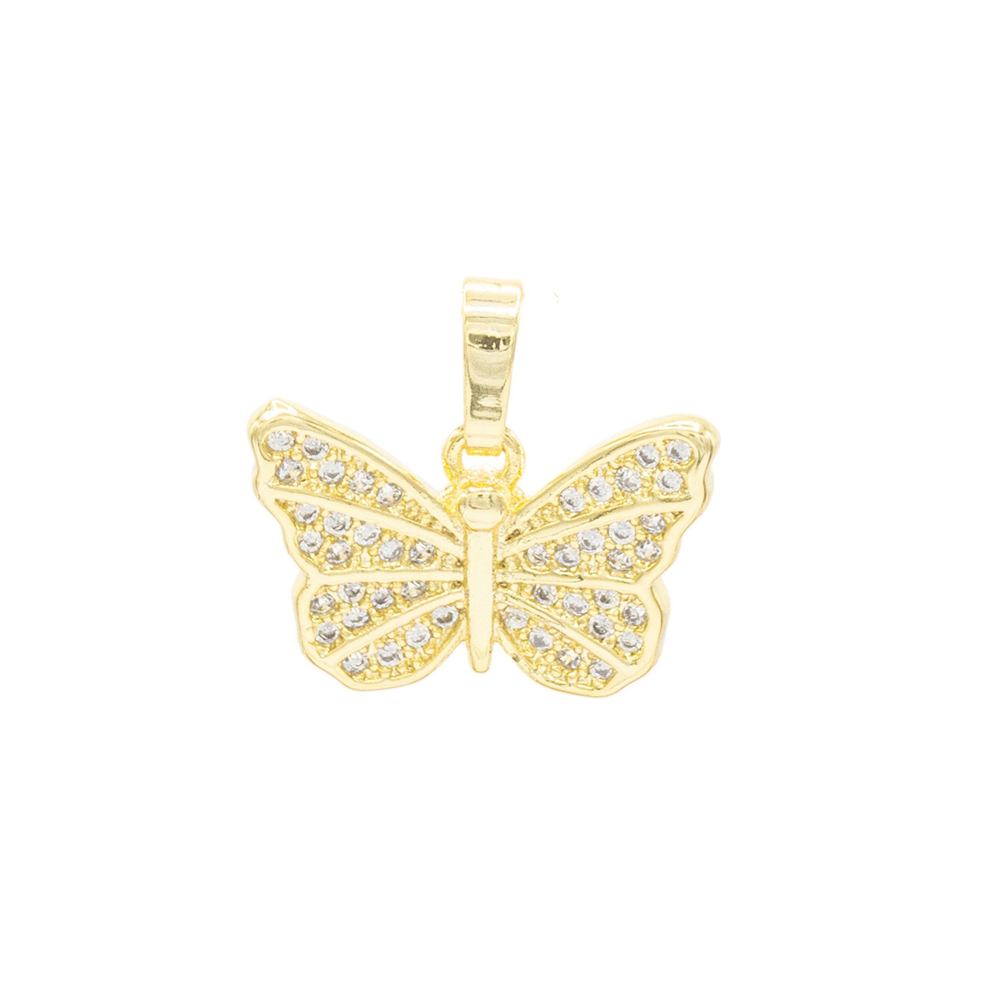 Butterfly Pendant 14K Anklet Gold Filled Cubic Zirconia Charm Rope Chain Set 10" Women Jewelry