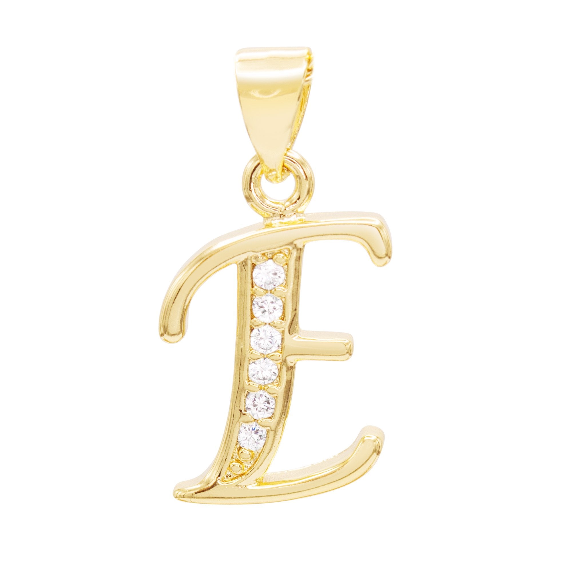 Small Gold Alphabet Letter Charms With CZ Rhinestones 8-9mm 