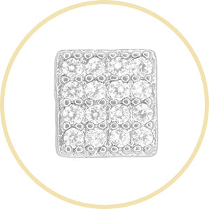 Square 4 Cubic Zirconia Earrings 14K Gold Filled Silver Hip Hop Studs Jewelry Women Men