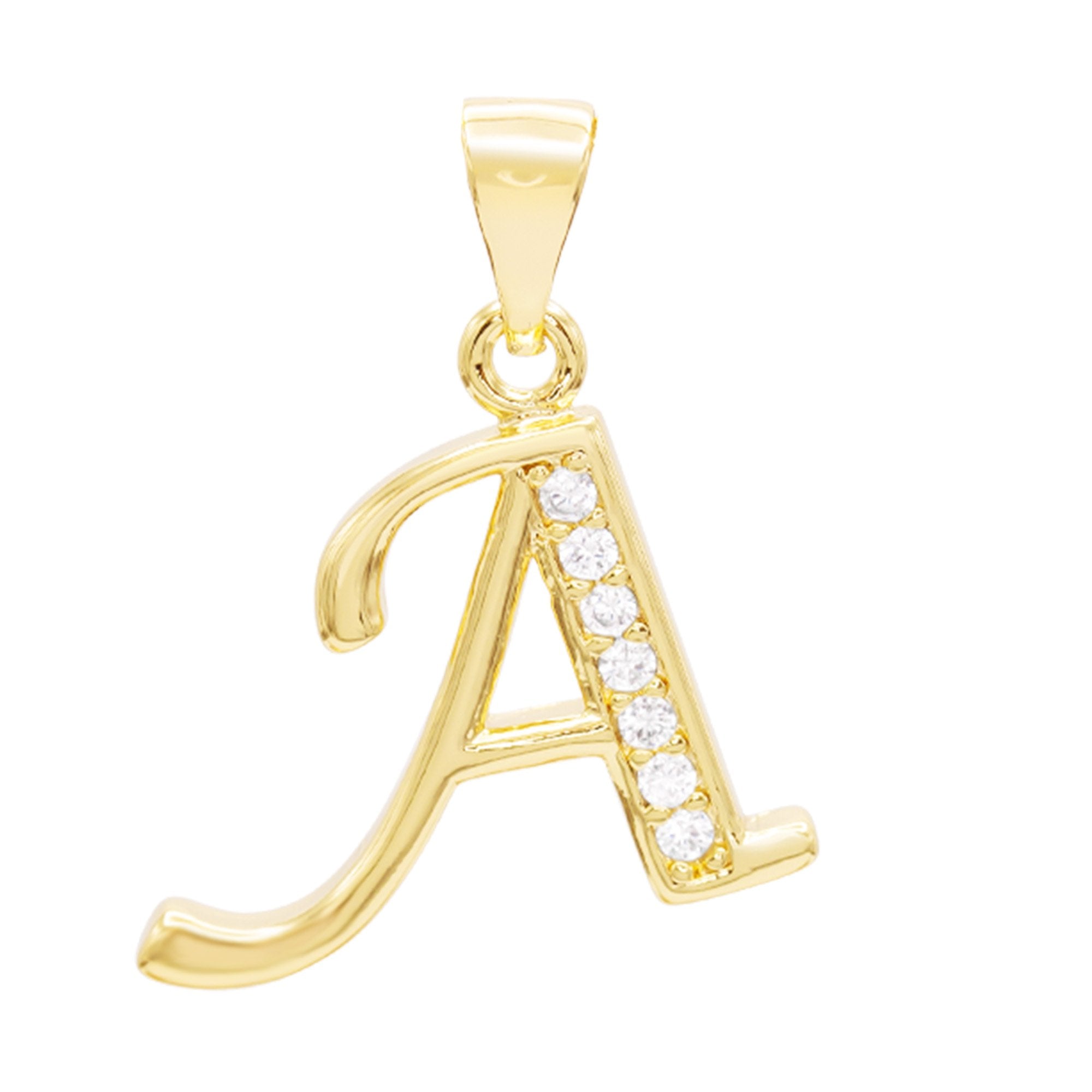 Alphabet A-Z Initial Letter CZ Pendant 14K Gold Filled Rope Chain Set 18" 20" 24" Women