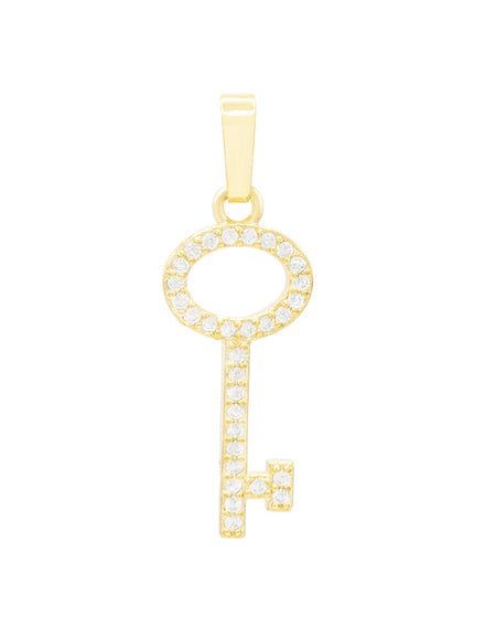 Key Pendant 14K Anklet Gold Filled Cubic Zirconia Charm Rope Chain Set 10" Women Jewelry
