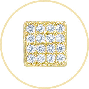 Square 4 Cubic Zirconia Earrings 14K Gold Filled Silver Hip Hop Studs Jewelry Women Men