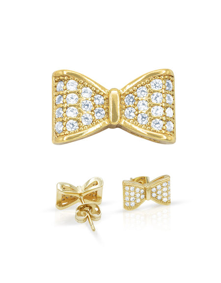 14K gold Filled CZ Bow Tie Stud Earrings