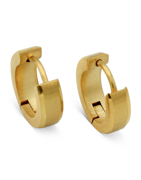 Huggie Hoop Earrings Stainless Steel with Beveled Edge