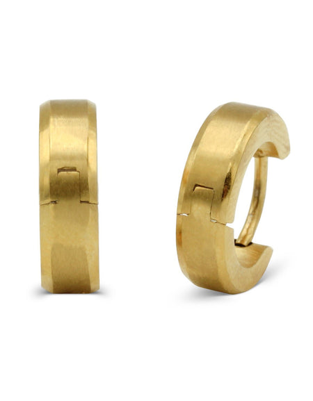 Huggie Hoop Earrings Stainless Steel with Beveled Edge
