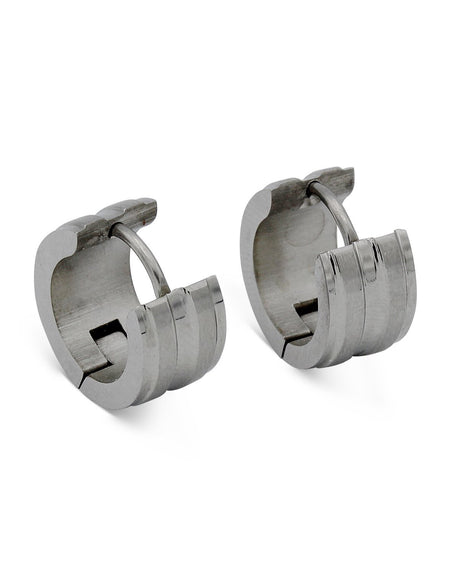 Wide Huggie Hoop Stainless Steel Earrings