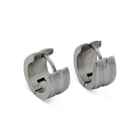 Wide Huggie Hoop Stainless Steel Earrings
