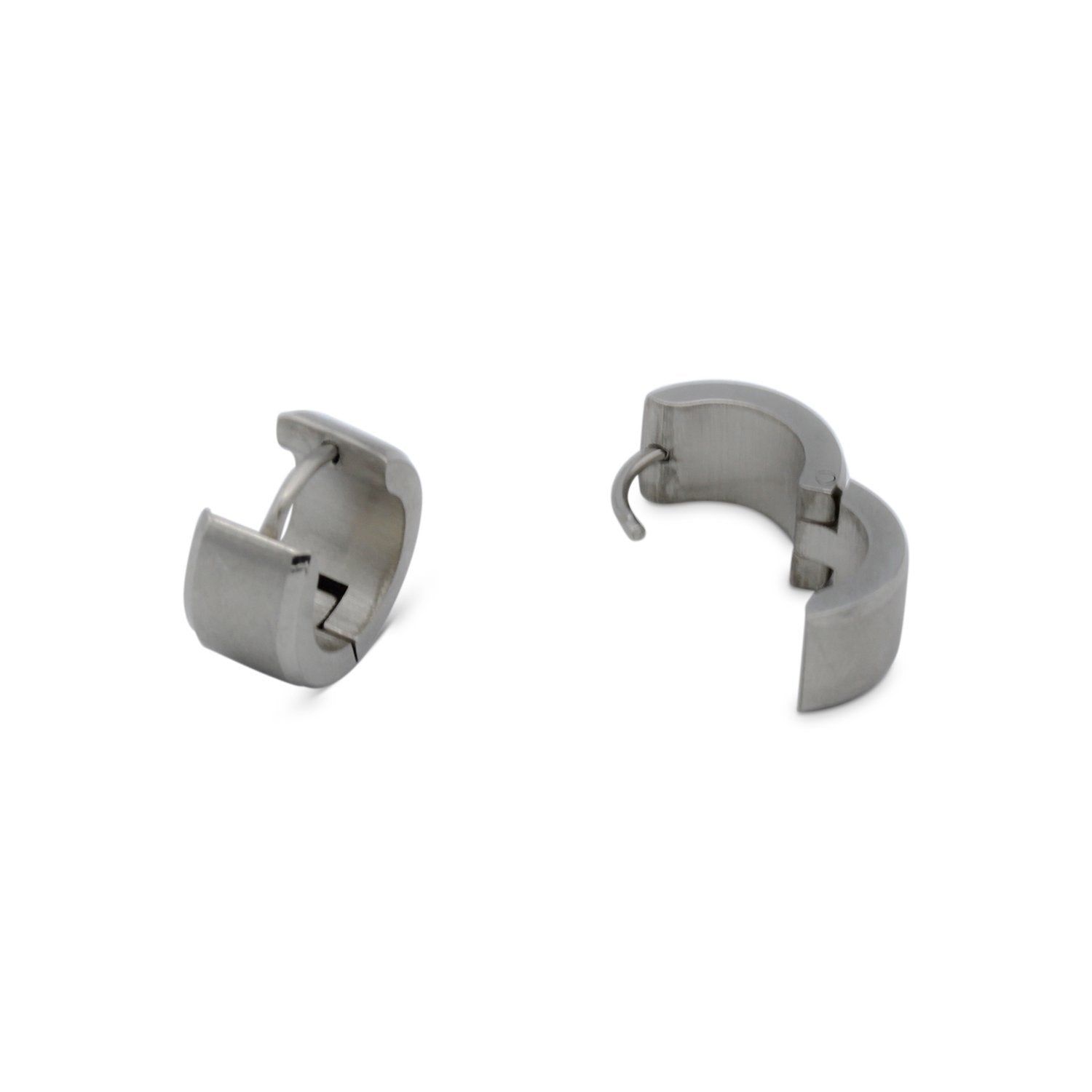 Huggie Hoop Earrings Stainless Steel with Beveled Edge