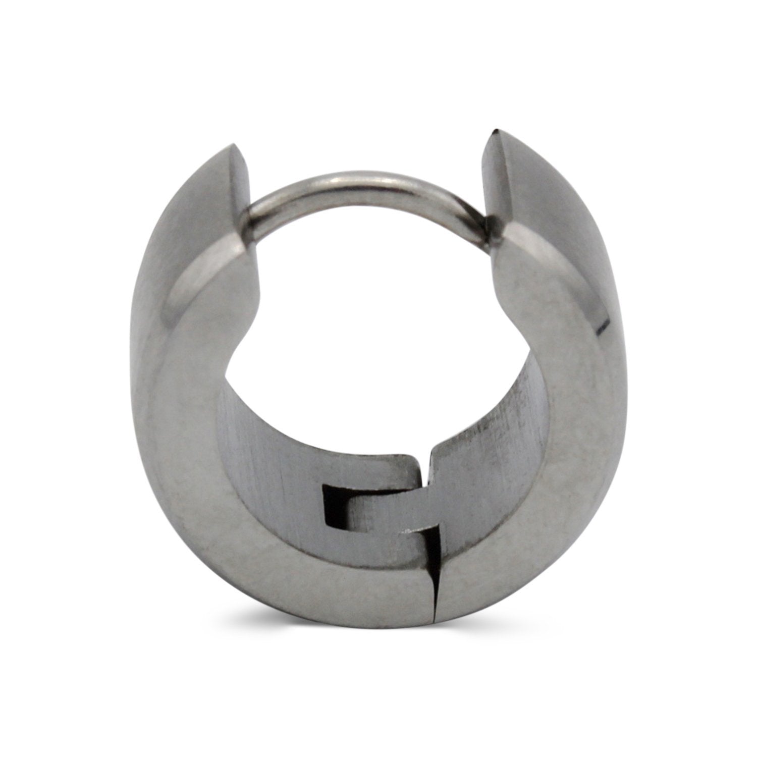 Huggie Hoop Earrings Stainless Steel with Beveled Edge