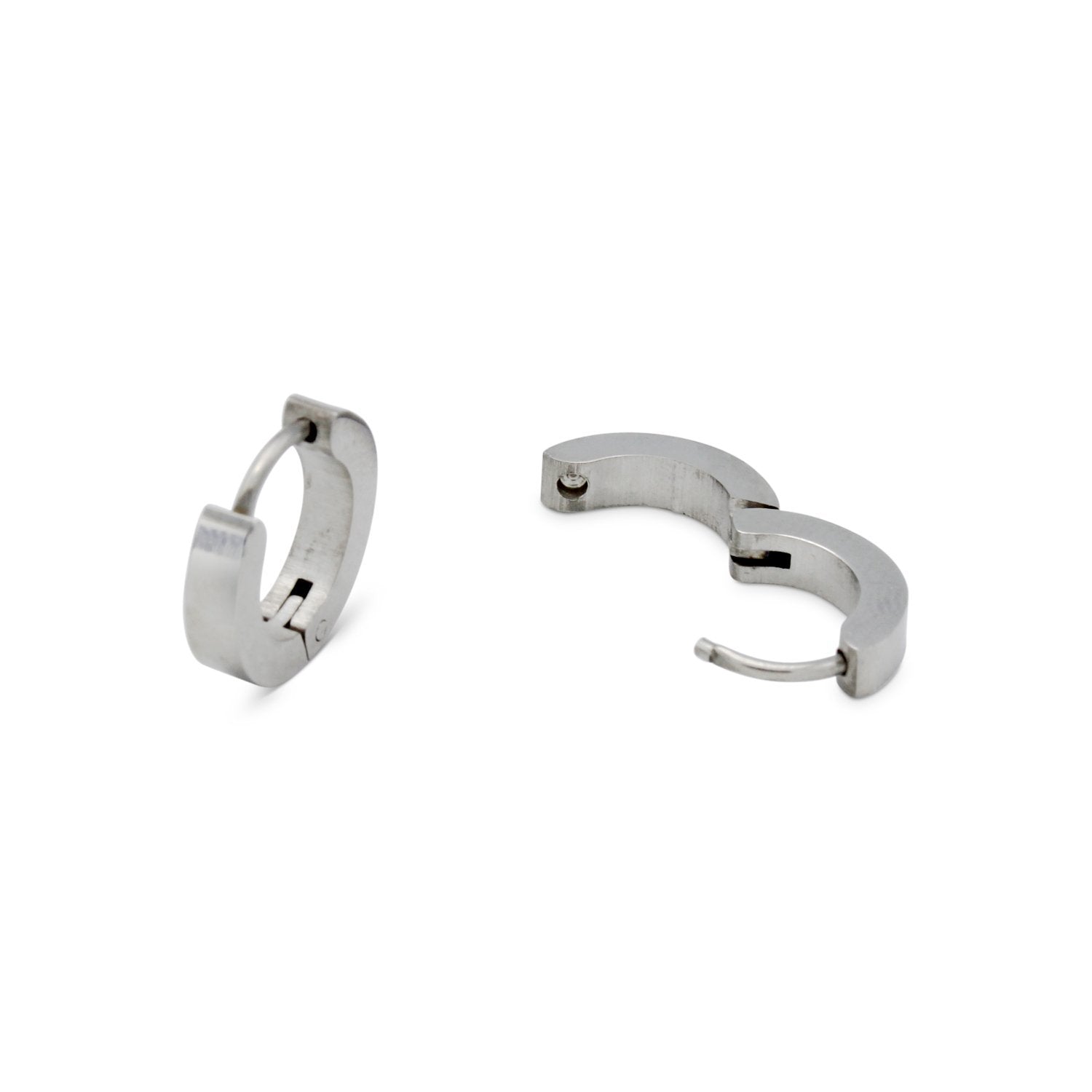Huggie Hoop Earrings Stainless Steel Plain & Rounded Design