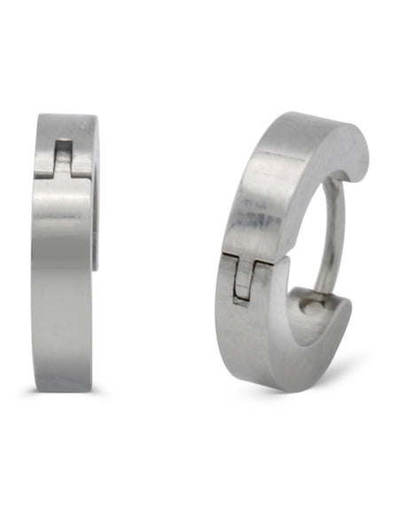 Huggie Hoop Earrings Stainless Steel Plain & Rounded Design
