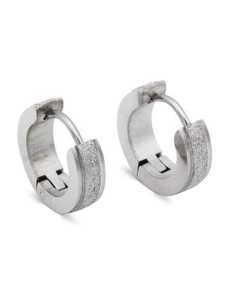 Huggie Hoop Earrings Stainless Steel Sandblasted Texture