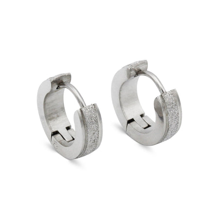 Huggie Hoop Earrings Stainless Steel Sandblasted Texture