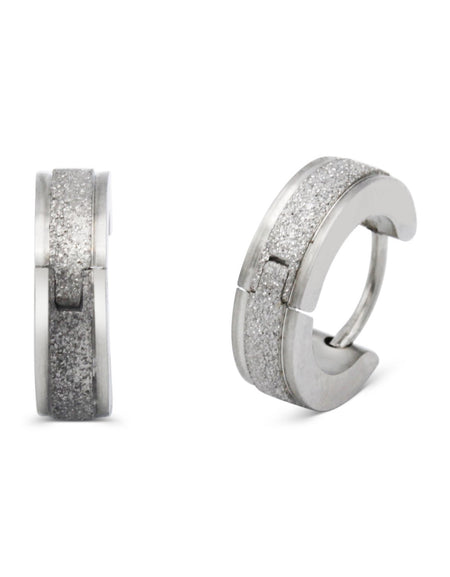 Huggie Hoop Earrings Stainless Steel Sandblasted Texture