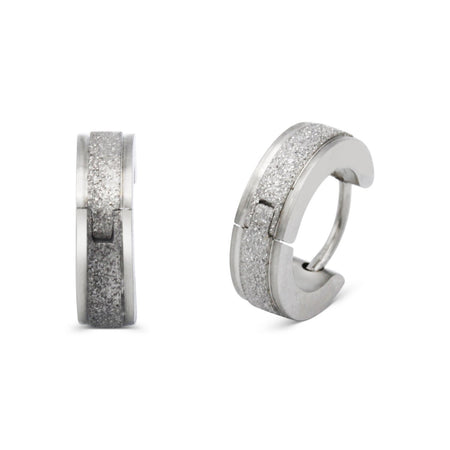 Huggie Hoop Earrings Stainless Steel Sandblasted Texture