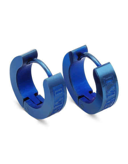 Huggie Hoop Stainless Steel Earrings with Roman Numeral Design