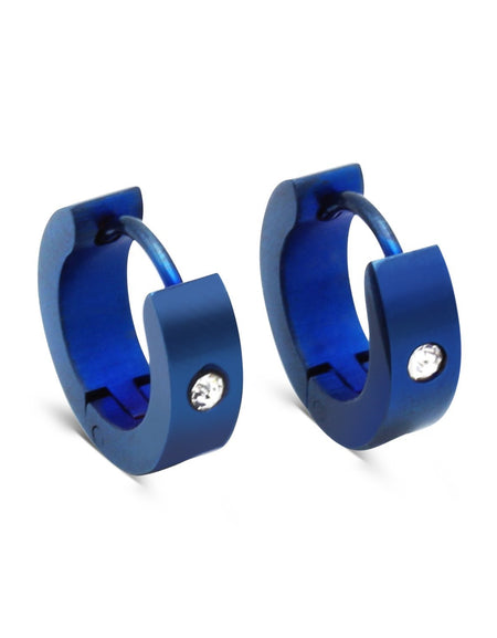 Cubic Zirconia Huggie Hoop Stainless Steel Earrings