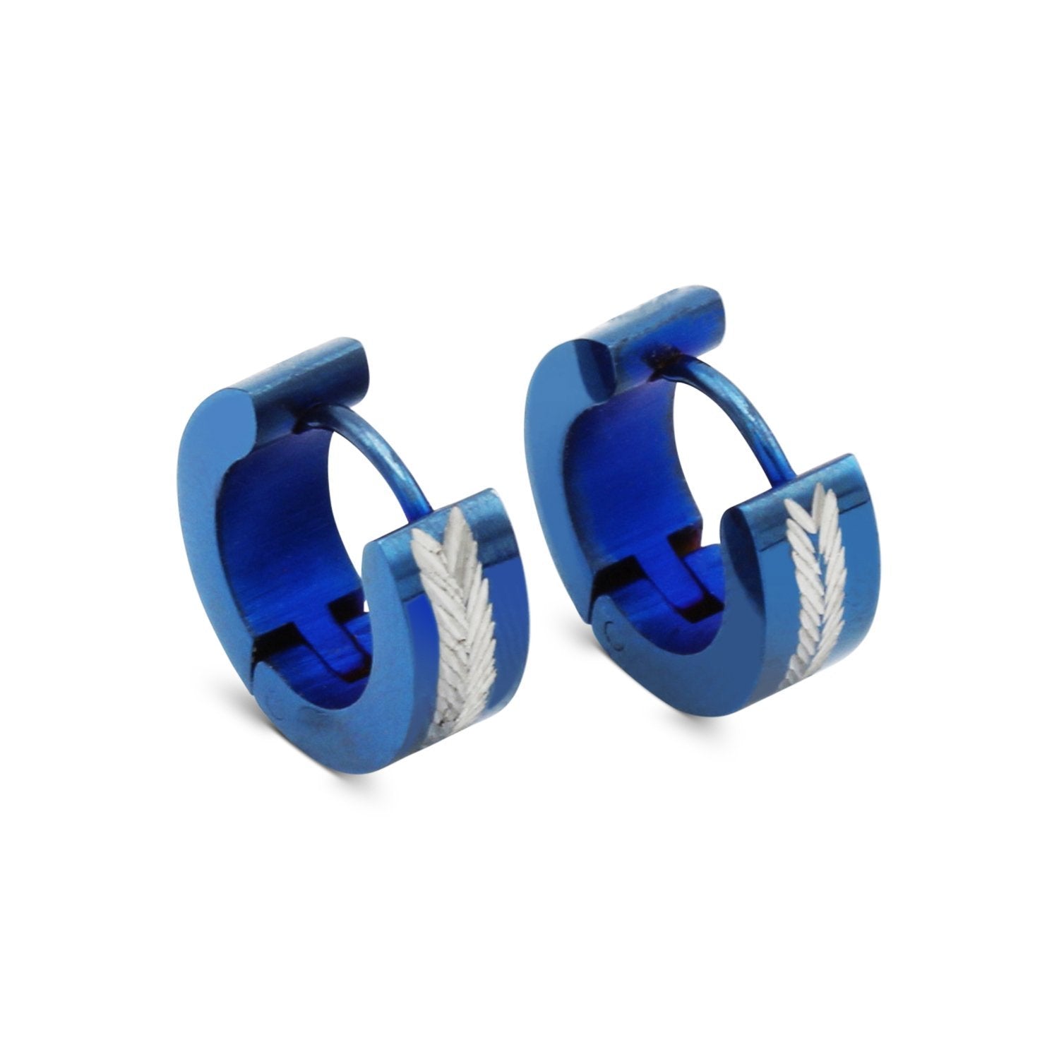 Huggie Hoop Stainless Steel Earrings Blue Designs