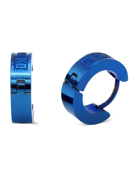 Huggie Hoop Stainless Steel Earrings with Roman Numeral Design