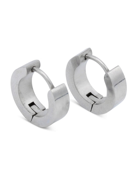 Huggie Hoop Stainless Steel Earrings with Black Design