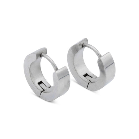 Huggie Hoop Stainless Steel Earrings with Black Design