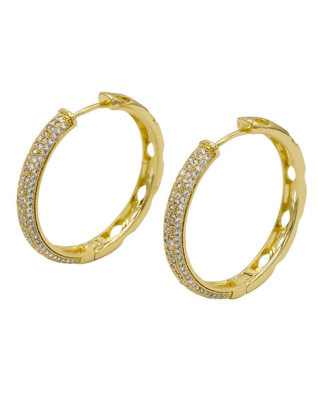 14K Gold-Plated Cubic Zirconia Huggie Hoop Earrings