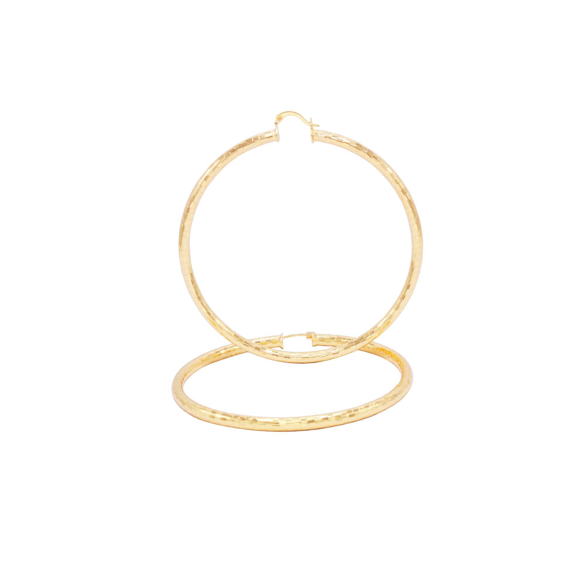 14K Gold-Filled Box Cut Hoop Women Earrings 4 mm Thick 25-80 mm