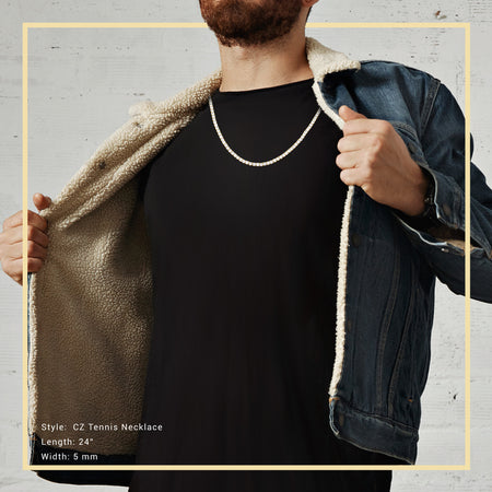 14K Gold Plated Tennis Chain Cubic Zirconia Necklace For Women 18" 20" 24"