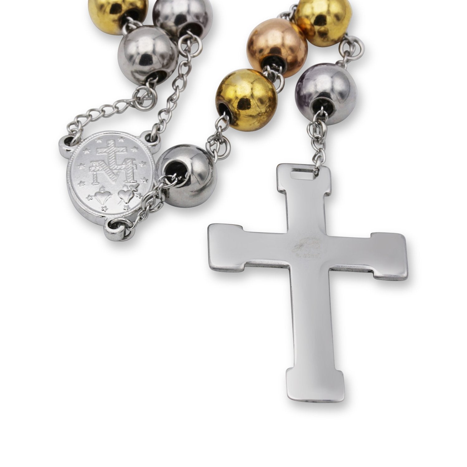 Handmade Rosary Necklace | Natural White Howlite and Hematite Stones | Stainless  Steel Cross | Made in Greece | Sirioti Jewelry