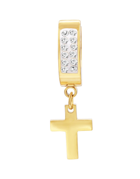 Cubic Zirconia Cross Pendant Huggie Hoops 14K Gold Plated Silver Black Earrings