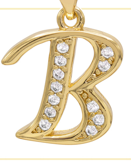 B Letter Initial 14K Gold Filled Letter Pendant