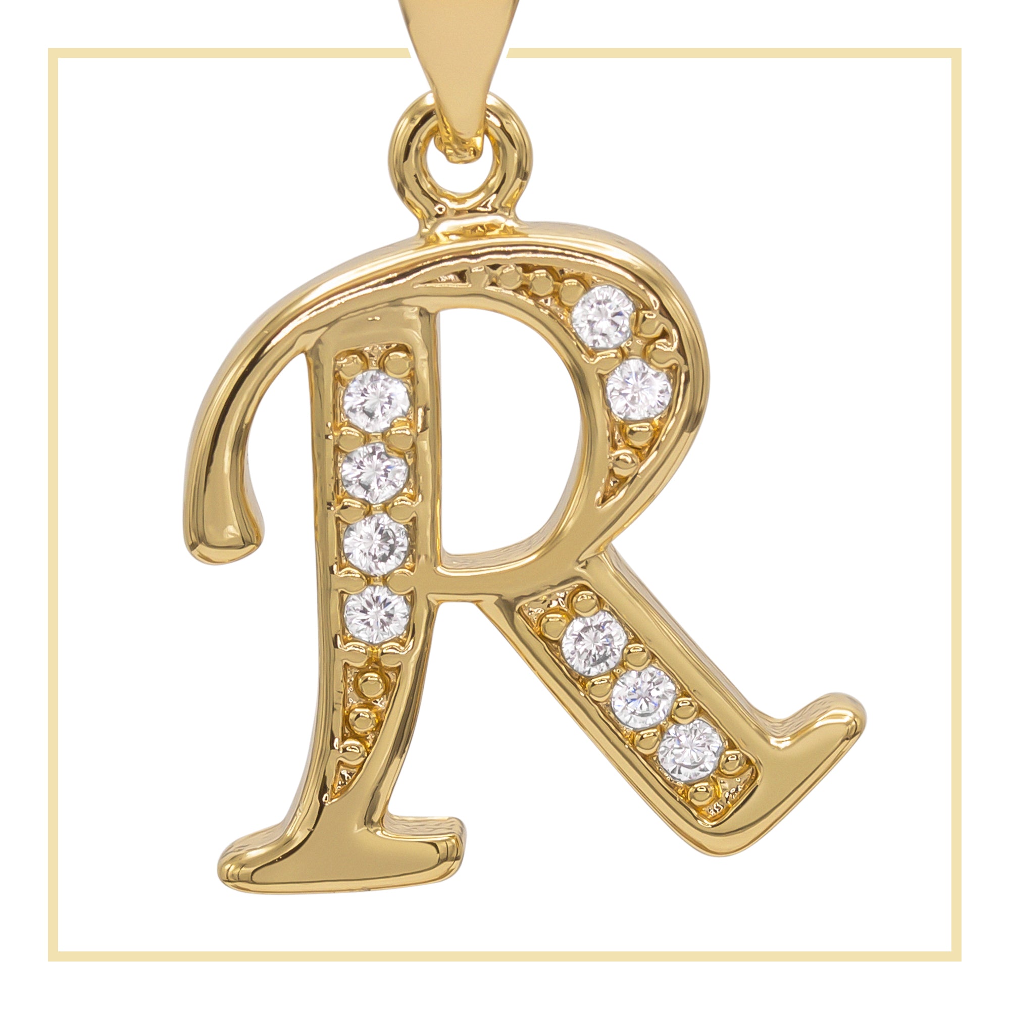 R Letter Initial 14K Gold Filled Letter Pendant