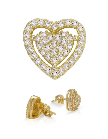 14K gold Filled CZ Heart Stud Earrings