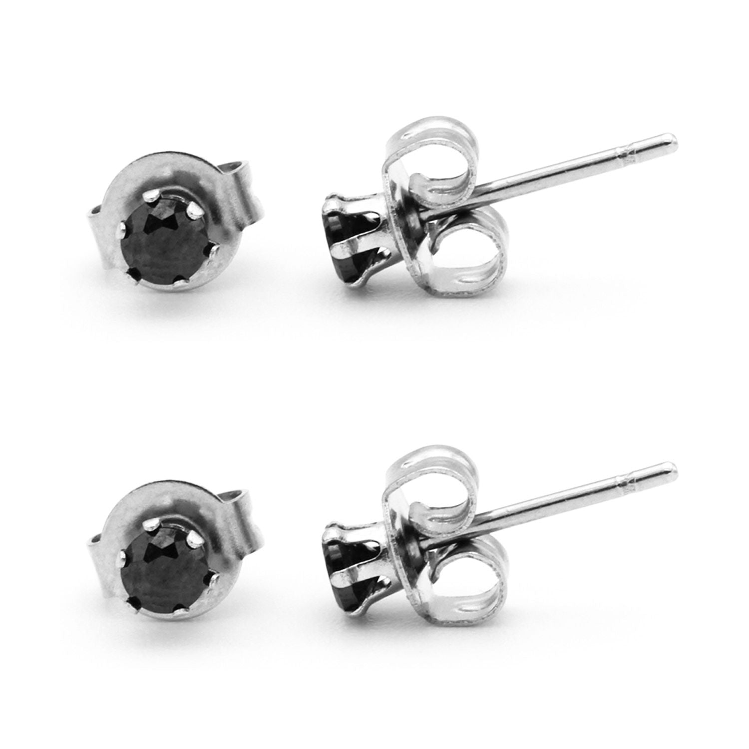 Cubic Zirconia Round Black Stud Earrings Set Of 2 Stainless Steel Jewelry Men Women